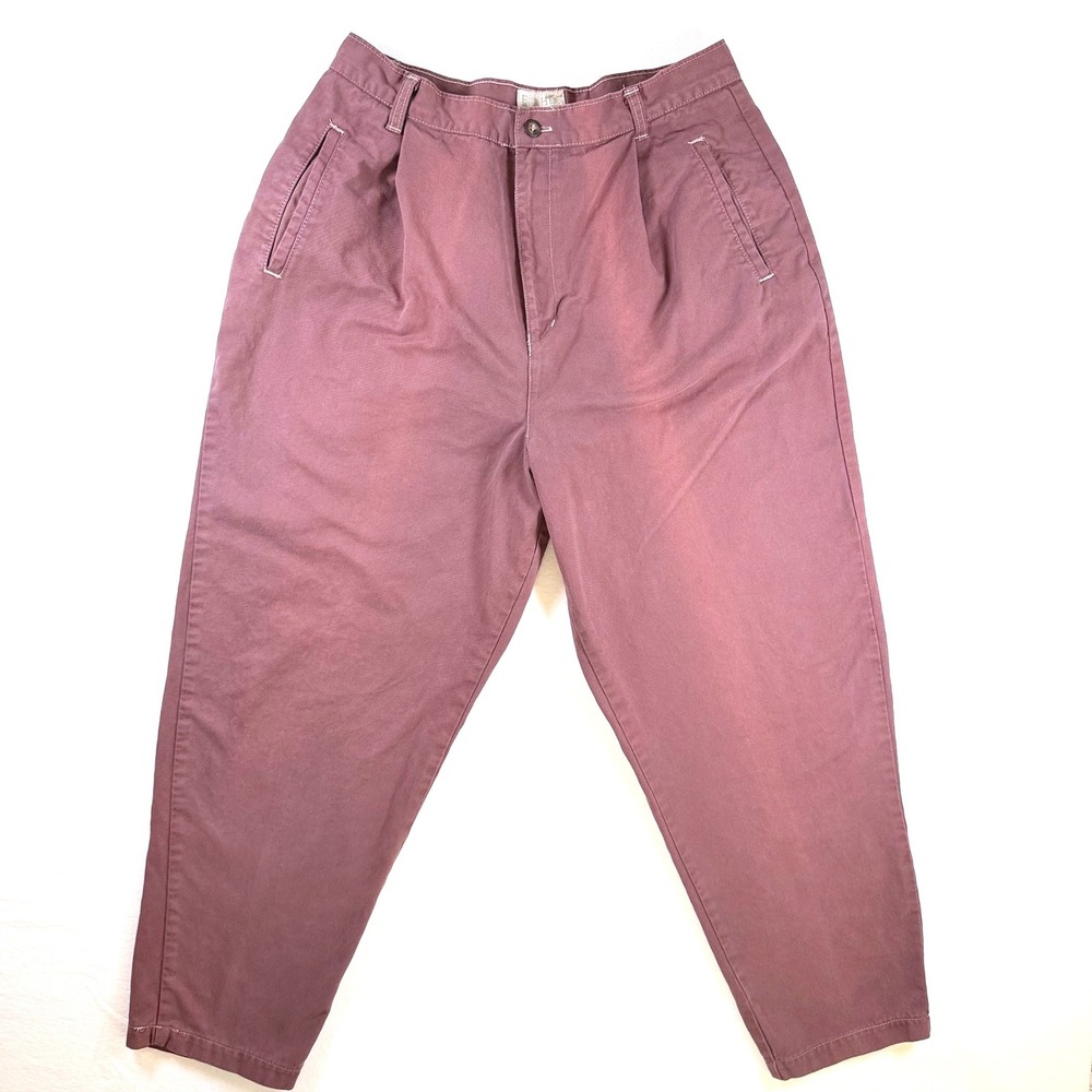 Vintage 90's‎ Mauve High Waisted Pleated Cotton Trousers Size 14